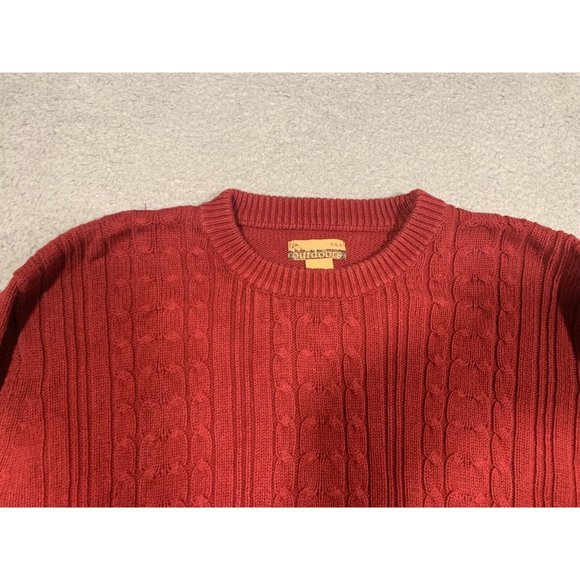 R&R Outdoors Men's Red Cable Knit Sweater Cotton Pullover XL Classic‎ - Picture 5 of 9